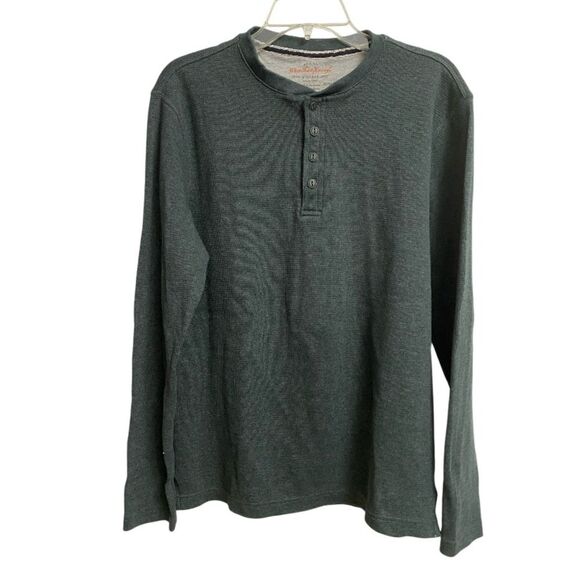 Weatherproof Vintage Long Sleeve Henley Shirt Men's Size M Pullover Green Comfy - Picture 1 of 12